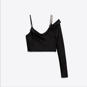 Zara Asymmetric Chain Crop Top